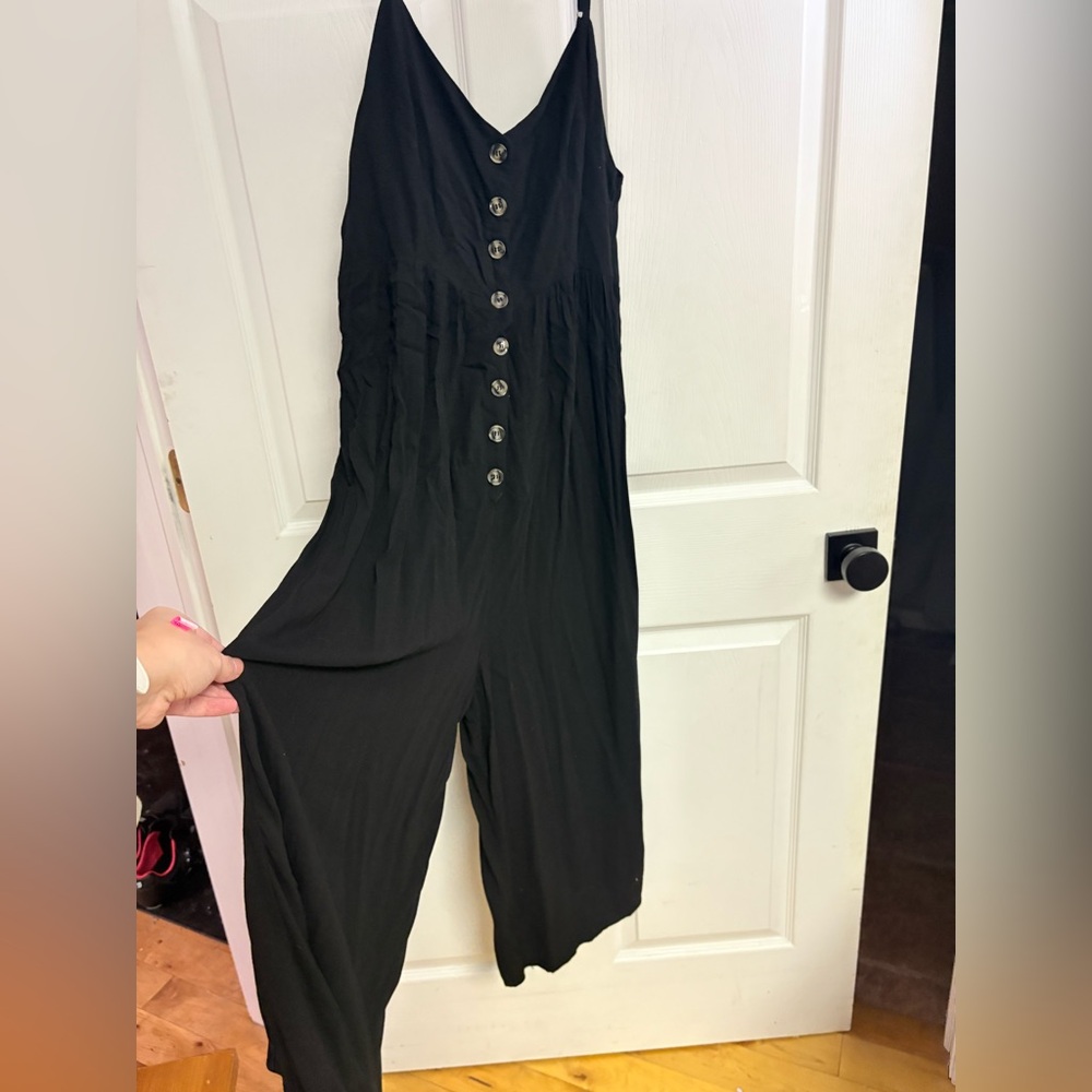 Kori Black Button-Front Jumpsuit medium nwt